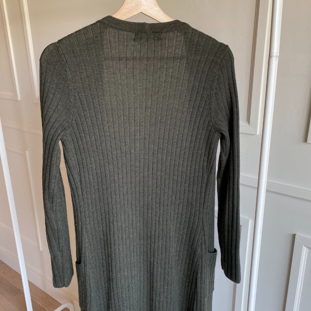INTERMIX Ribbed Duster Cardigan Sweater - Green - Picture 9 of 15